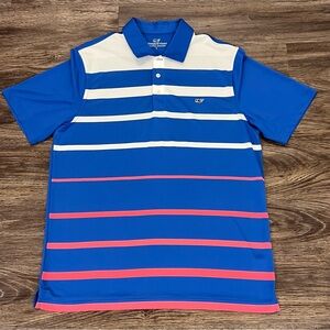 Vineyard Vines Sullivan Engineer‎ Stripe Polo in Kingfisher Size Large